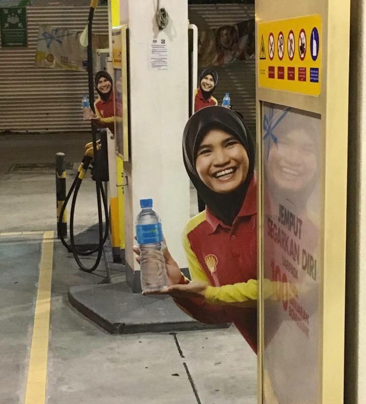 shell mineral water girl