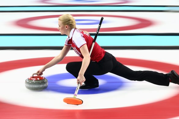 SOCHI, RUSSIA - FEBRUARY 10:  Alexandra Saitova of Russia in action during the round robin match against Denmark during day 3 of the Sochi 2014 Winter Olympics at Ice Cube Curling Center on February 10, 2014 in Sochi, Russia.  (Photo by Clive Mason/Getty Images)