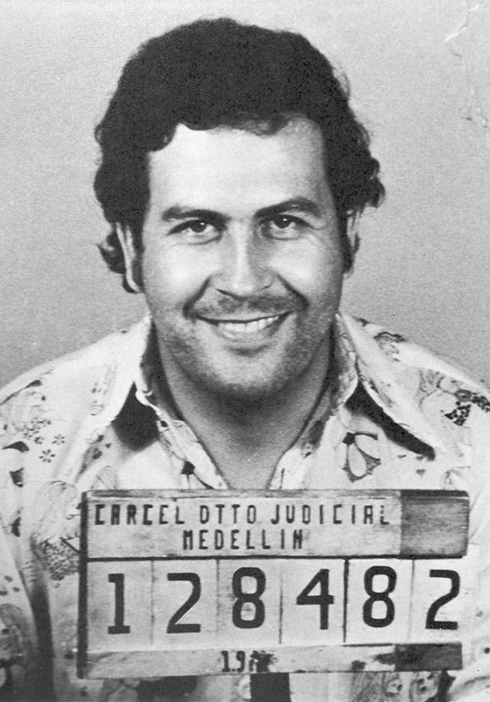 The famous smiling mugshot when Pablo Escobar was arrested temporarily