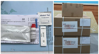 Test kits and shipping boxes